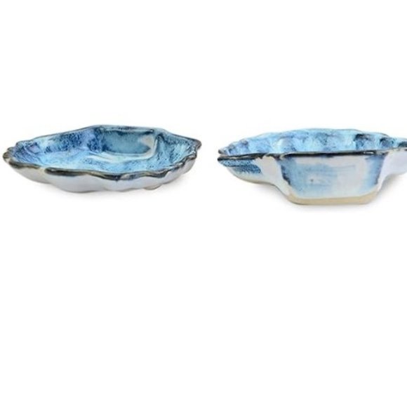 Set of 2 - Ceramic Scallop Canape Dishes - Appetizer Plates - Dessert Bowls - Picture 4 of 7